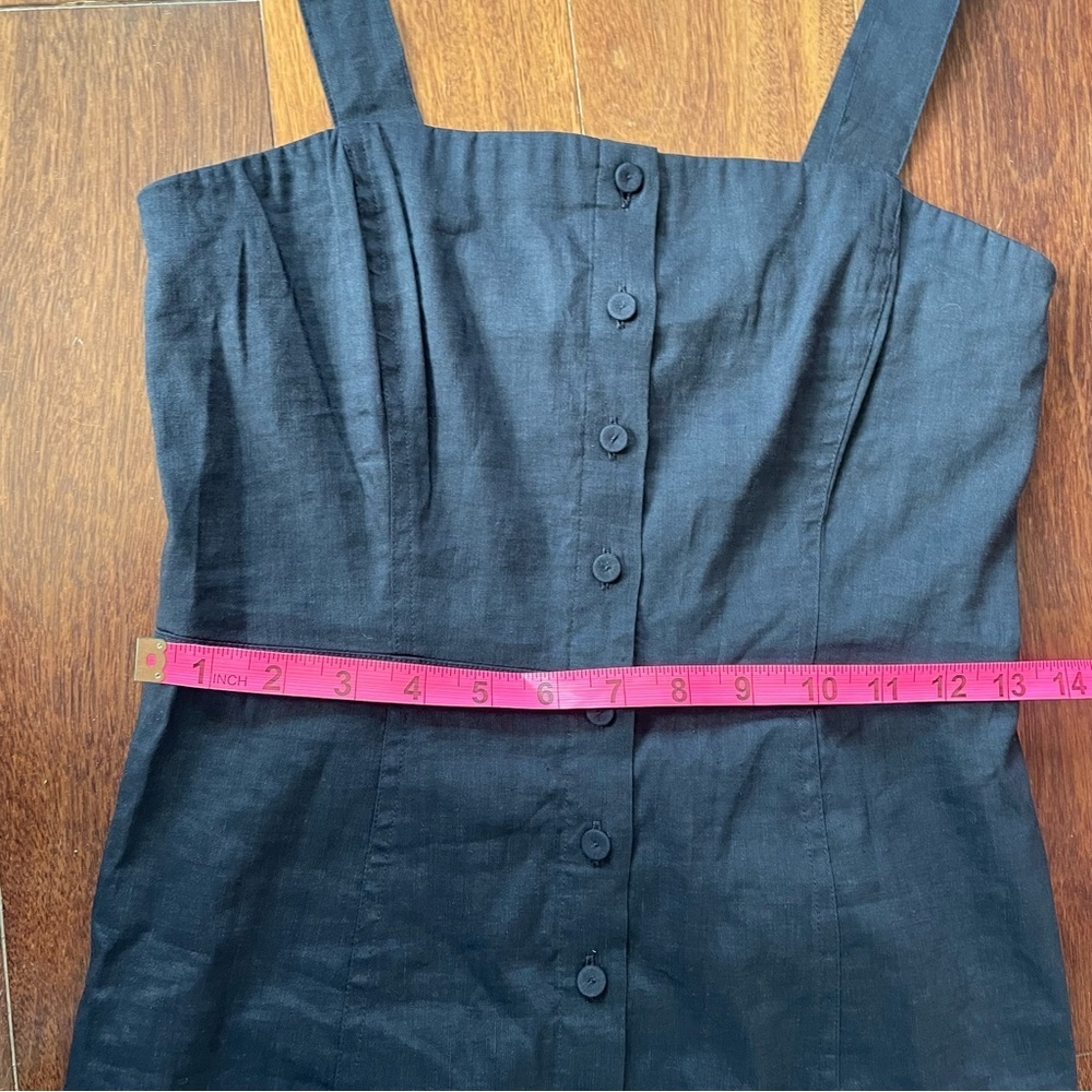 NWT Theory Kayleigh Button Front Mini Dress Navy Blue Sleeveless Linen Blend 0 - Picture 14 of 15